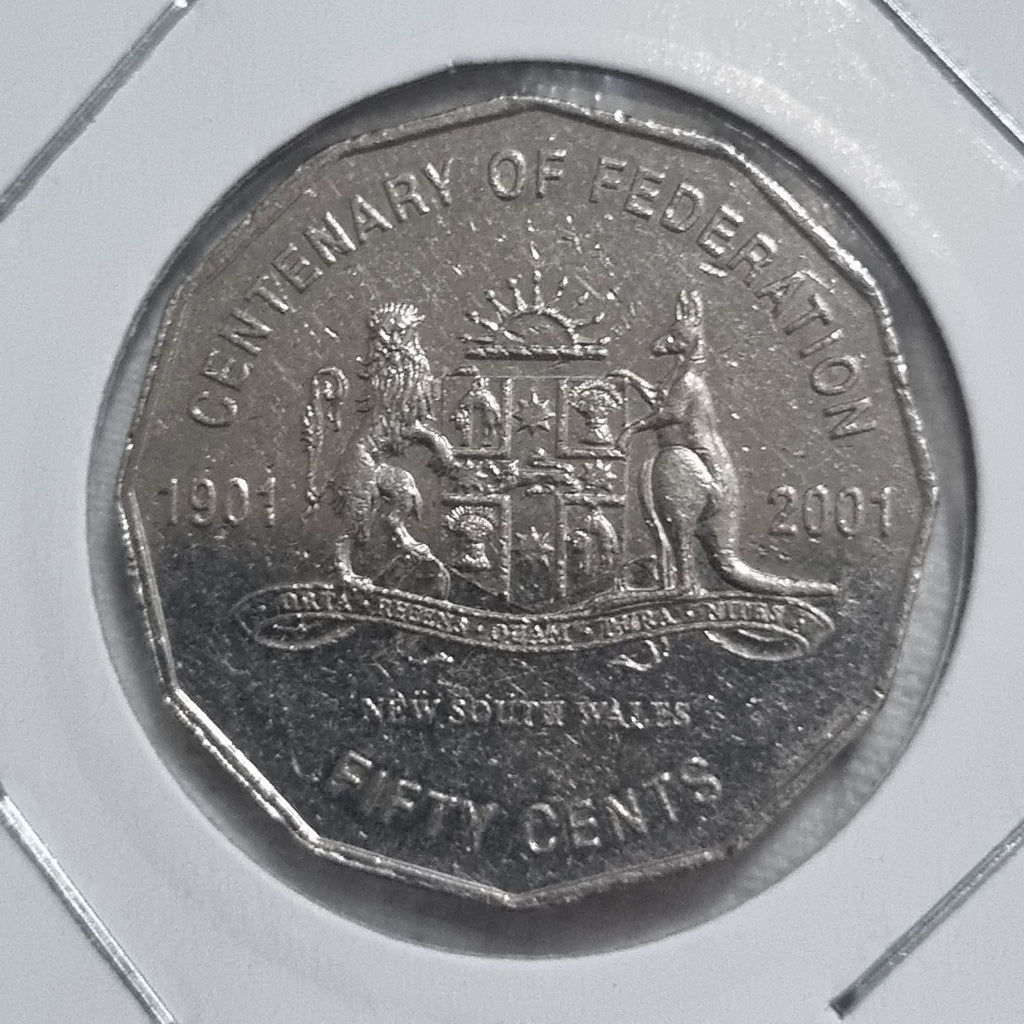 2001 50 Cent Centenary Of Federation - New South Wales - Circulated 