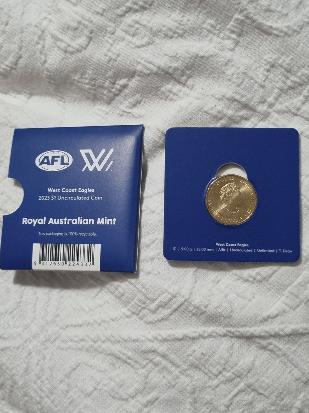 2023 AFL West Coast Eagles $1 One Dollar Carded Coin