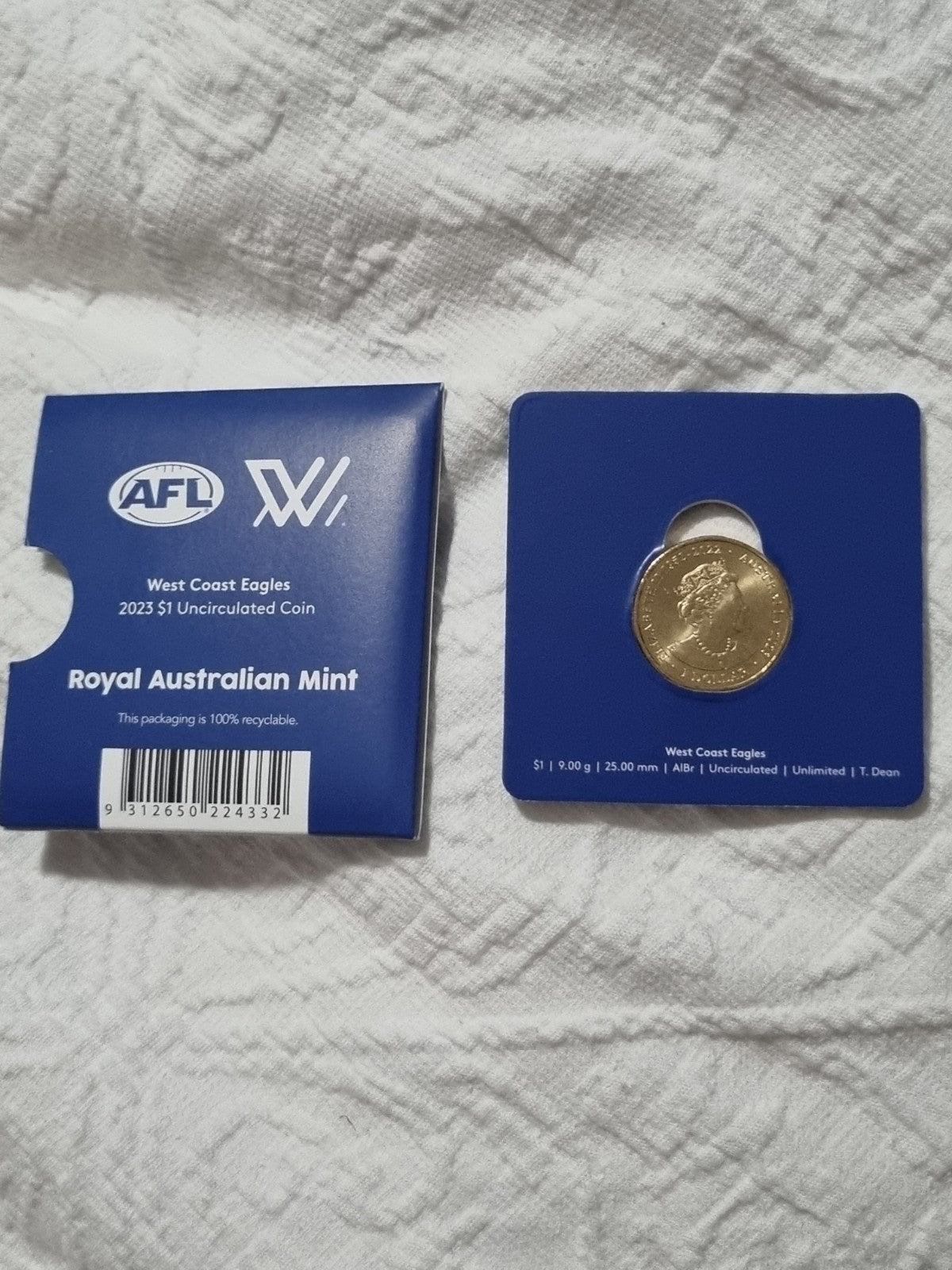 2023 AFL West Coast Eagles $1 One Dollar Carded Coin