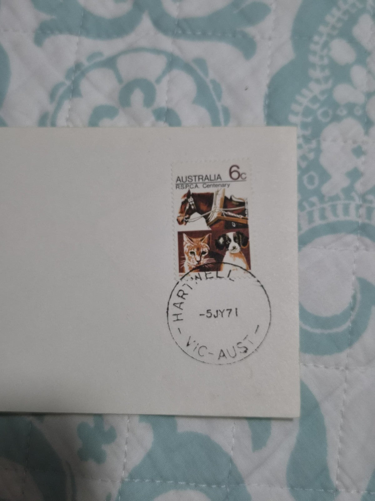 1971 FDC Australia - Centenary of R.S.P.C.A. - Six Cent Stamp 