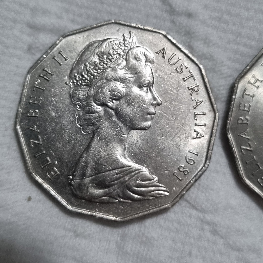 3 x 50 Cent Coins - 1981 , 1982 , 1983 - Very Shiny 