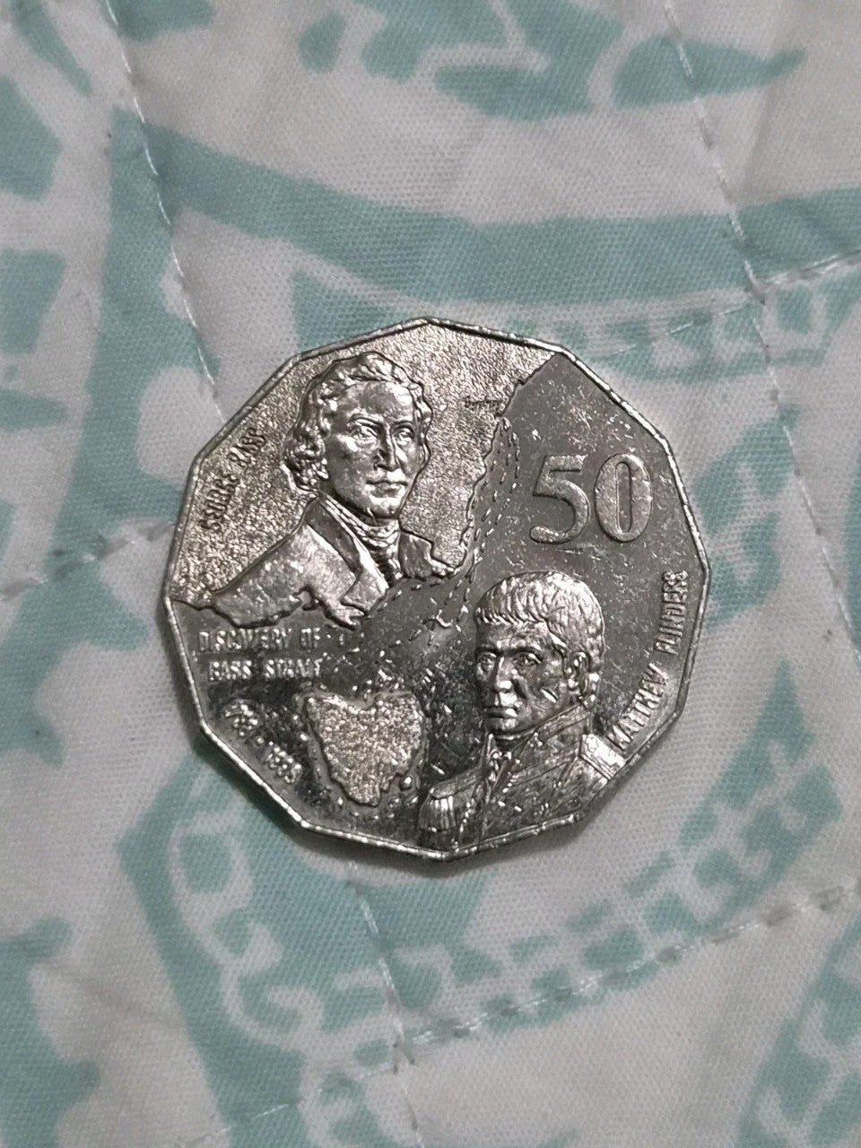 1998 Bass & Flinders 50 Cent Coin In 2x2 Holder , Lightly Circulated