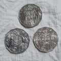 3 x 50 Cent Coins , 2020 , 2021 & 2022 -  Lightly Circulated in 2x2 Holders