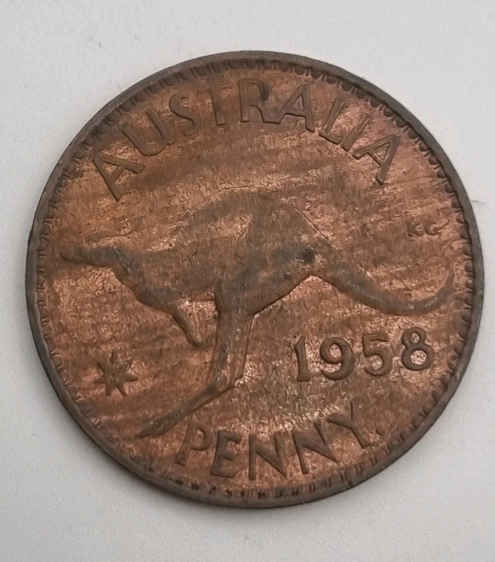 1950 Australian Penny With Dot