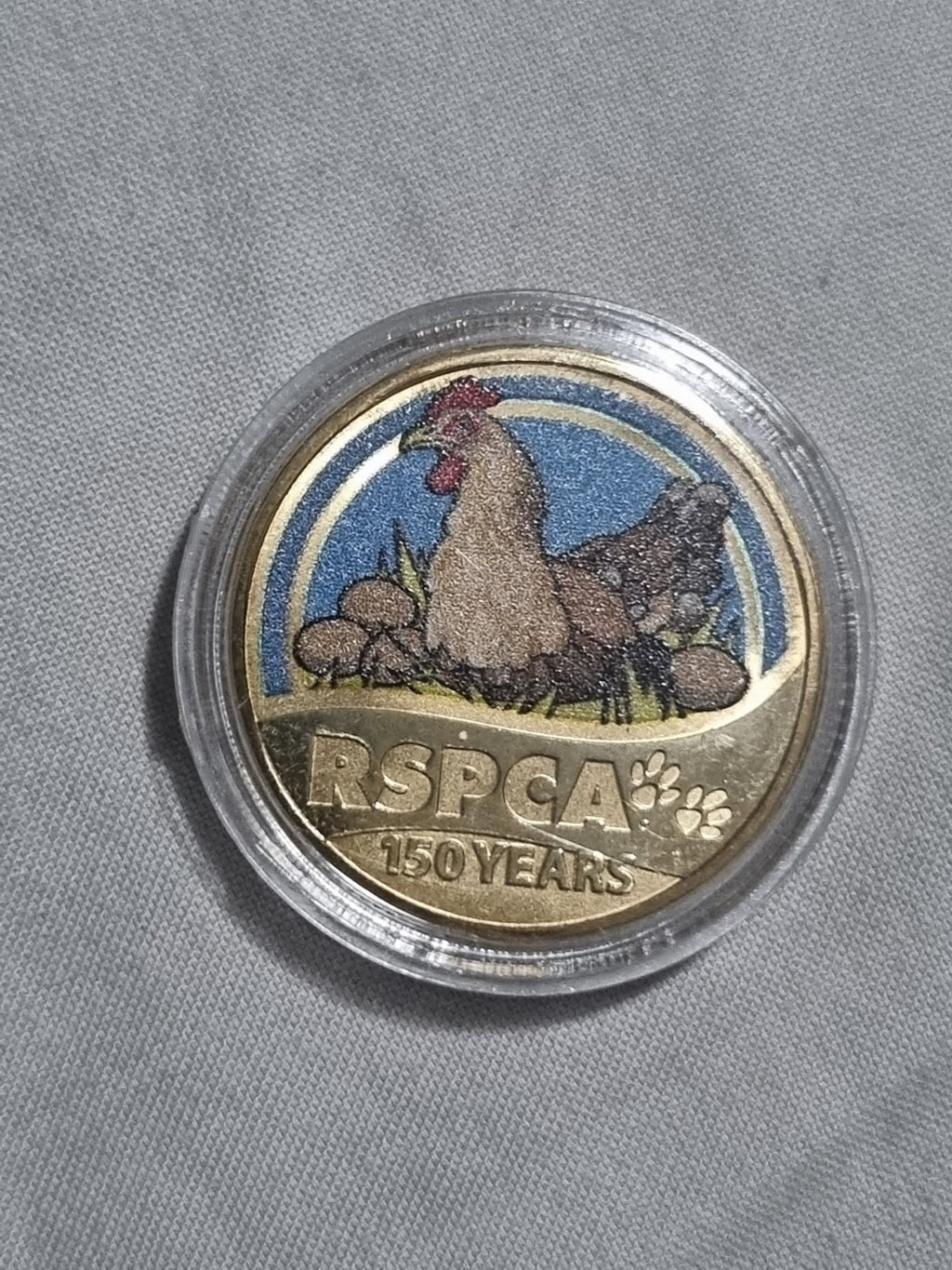2021 $1 RSPCA Australia Chicken Coloured Coin In Capsule - One Dollar