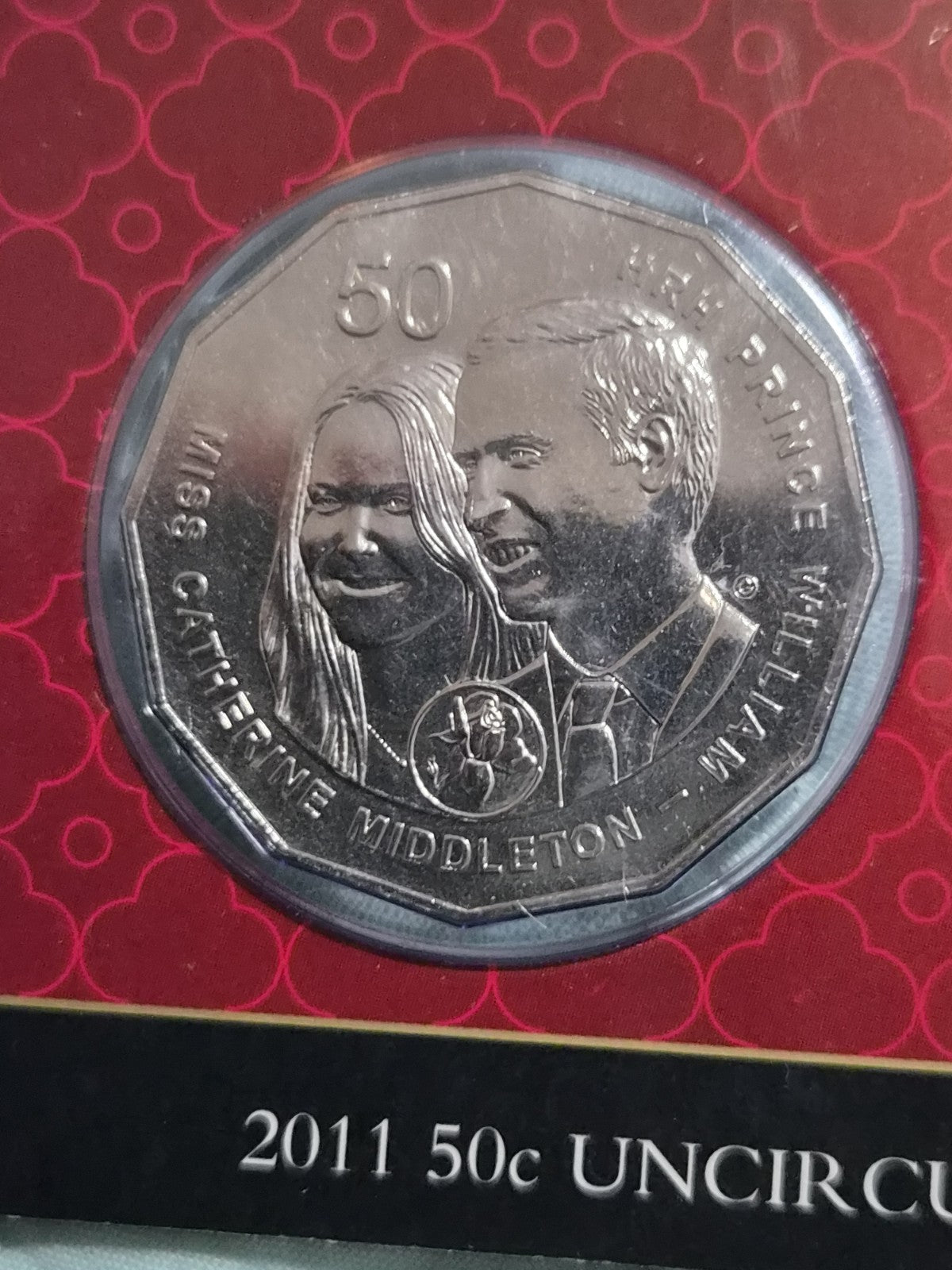2011 Royal Wedding 50 Cent Uncirculated Coin Prince William + Catherine - RAM