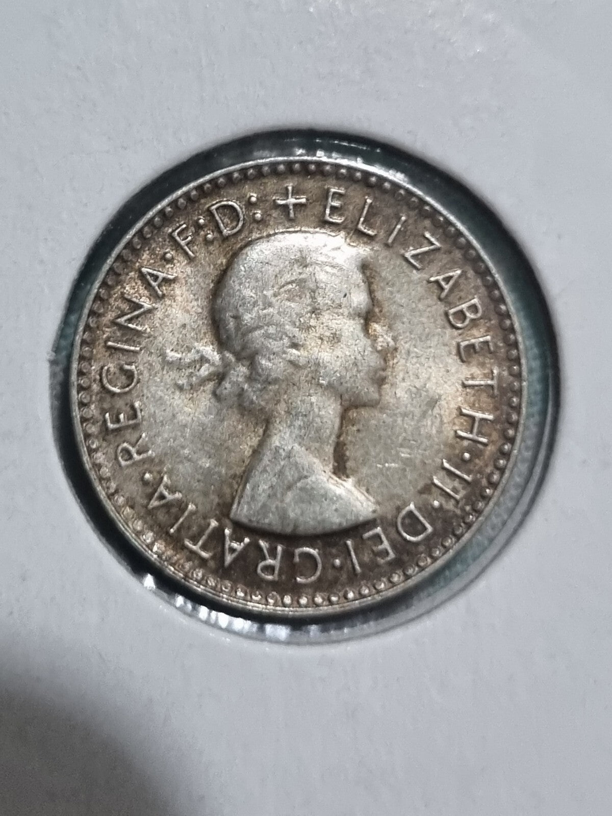 1964 Threepence Coin - Silver Predecimal In Lighthouse 2x2 Holder