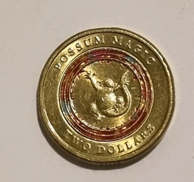 aUNC 2017 $2 RED POSSUM MAGIC HAPPY HUSH IS VISIBLE TWO DOLLAR COIN