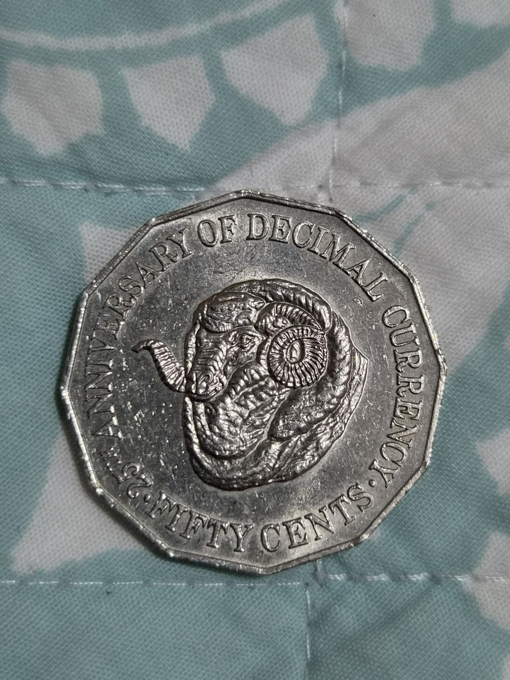 1991 Rams Head 50 Cent Coin - 25th anniversary decimal currency