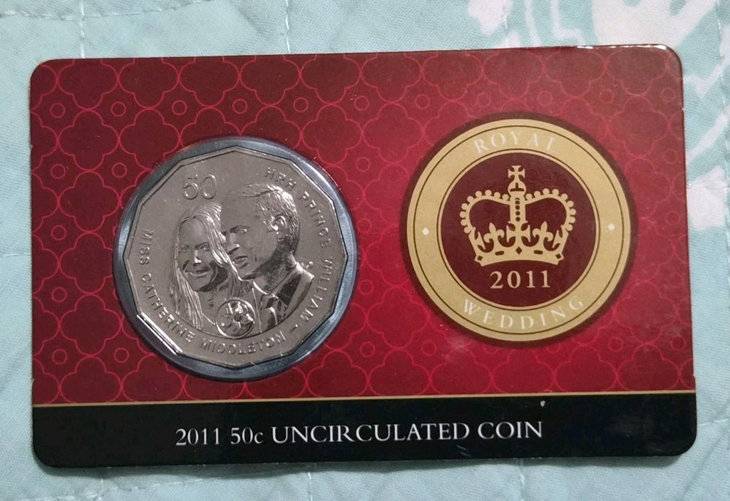 2011 Royal Wedding 50 Cent Uncirculated Coin Prince William + Catherine - RAM