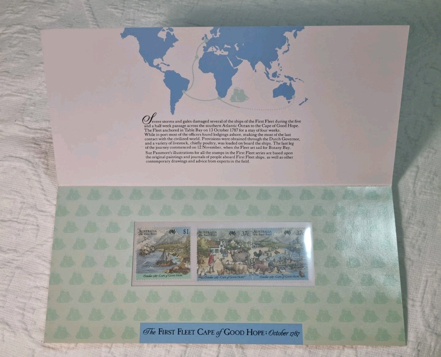 1987 AUSTRALIA FIRST FLEET CAPE OF GOOD HOPE STAMP PACK MNH