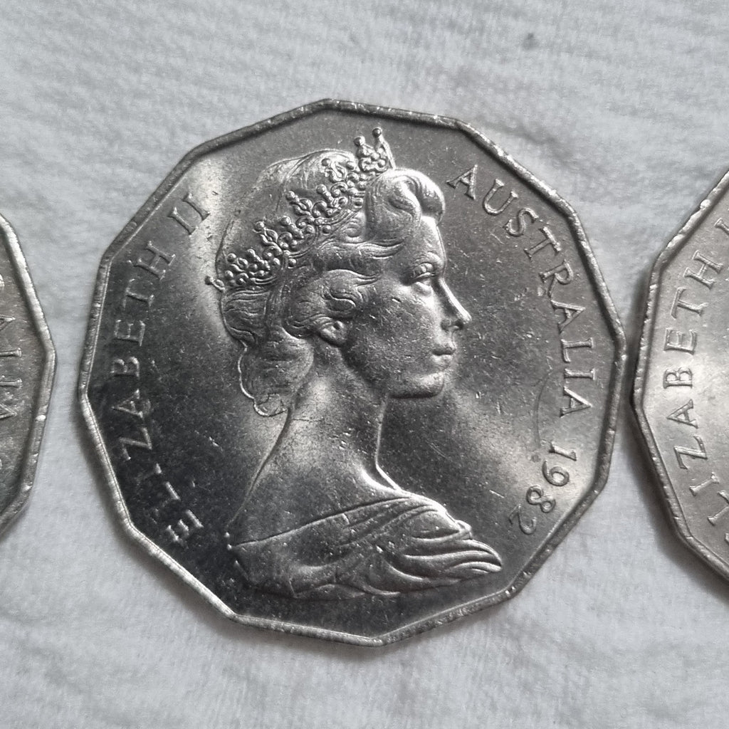 3 x 50 Cent Coins - 1981 , 1982 , 1983 - Very Shiny 