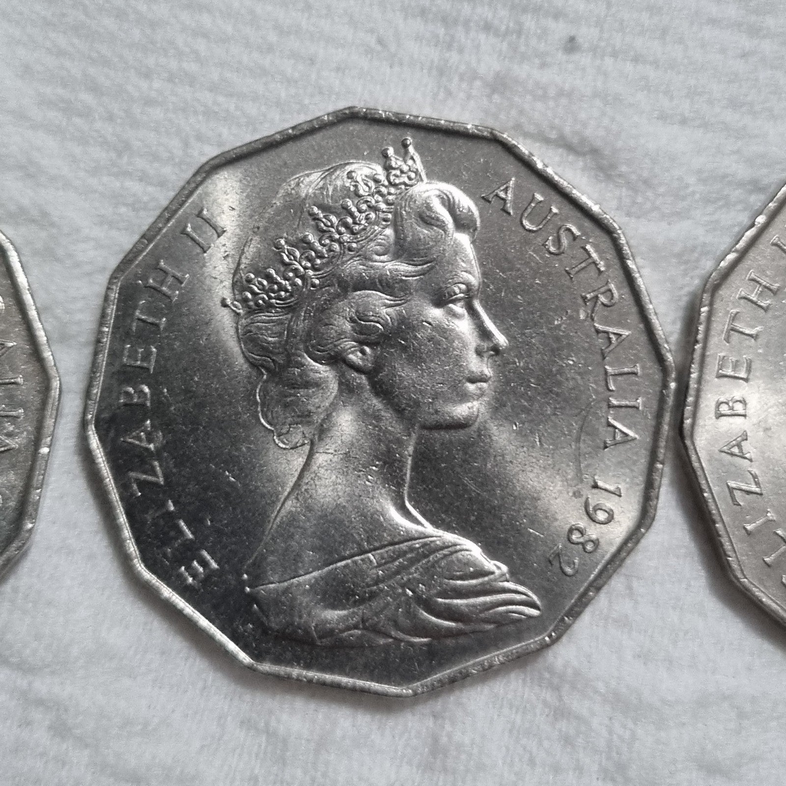 3 x 50 Cent Coins - 1981 , 1982 , 1983 - Very Shiny 