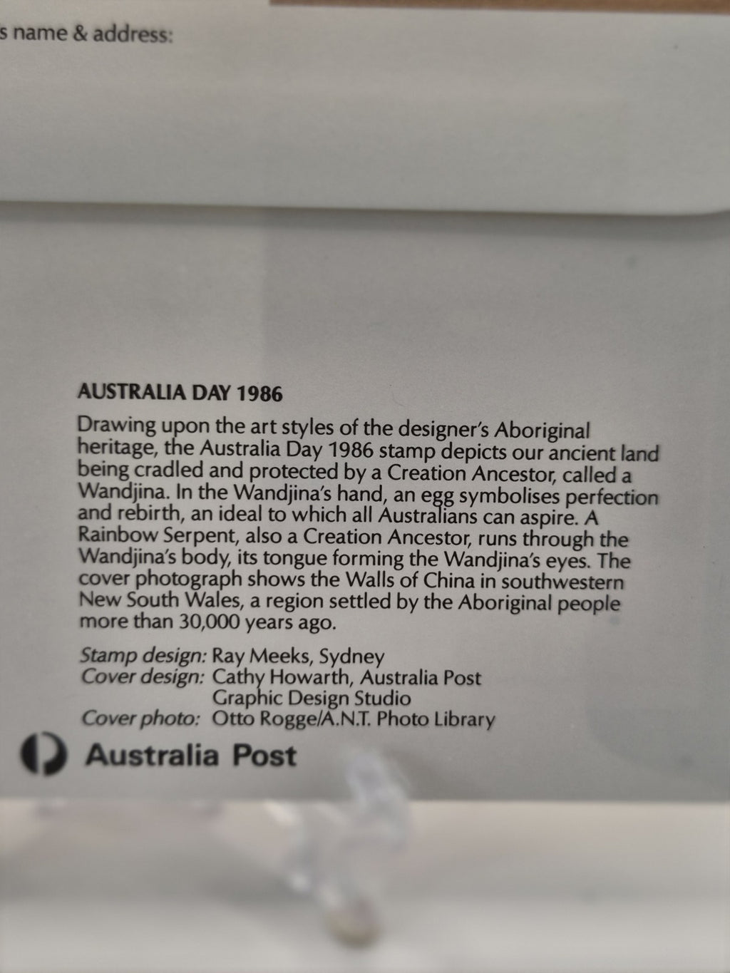 1986 Australia Day - An Aboriginal Perspective Australian Stamp First Day Cover