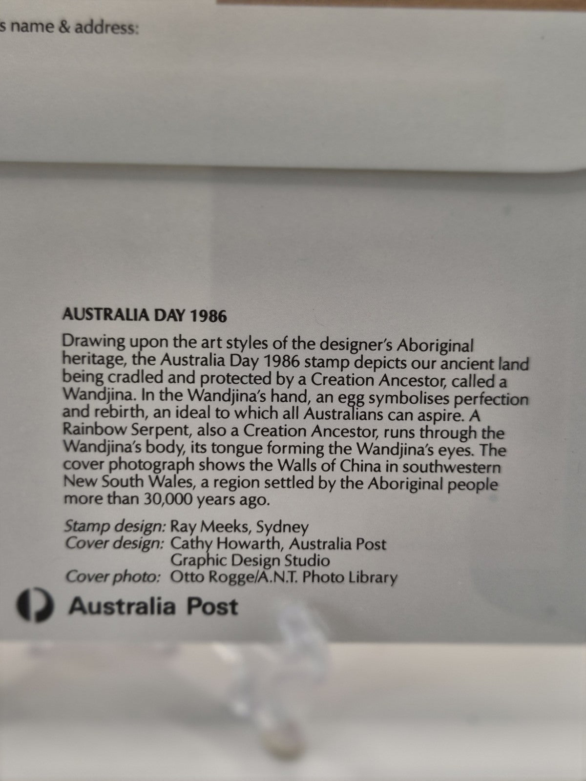 1986 Australia Day - An Aboriginal Perspective Australian Stamp First Day Cover