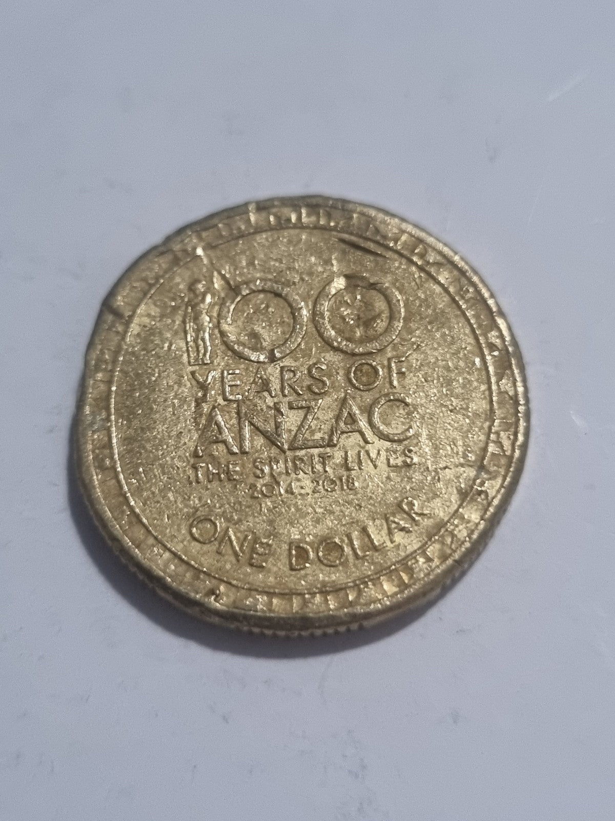2016 $1 One Dollar Coin - 100 Years Of ANZAC - Circulated - Hard Life - Unique
