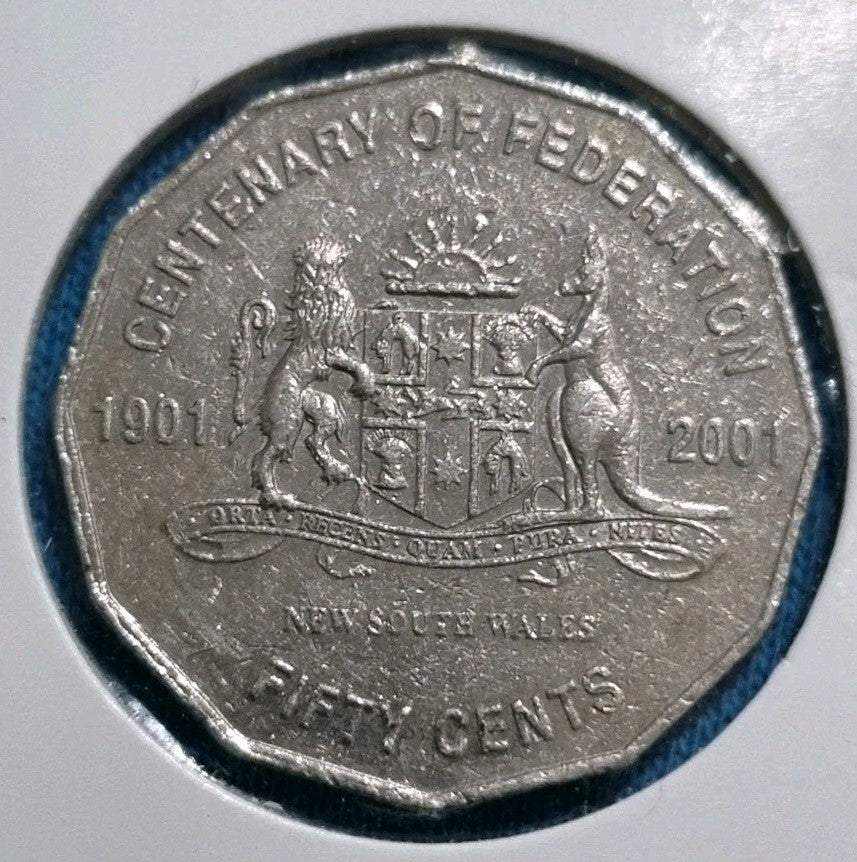 2001 50 Cent Centenary Of Federation - New South Wales - Circulated In 2x2 