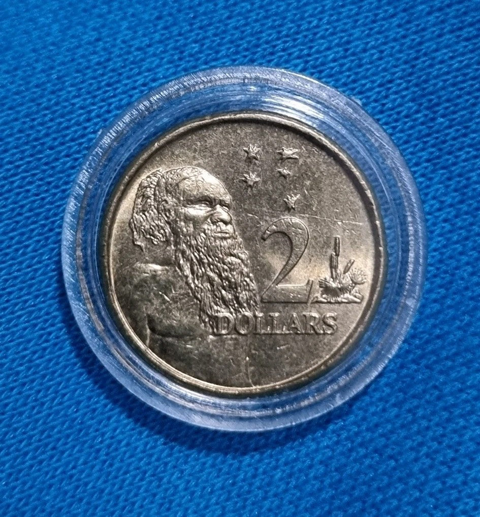 2019 aUNC 2 DOLLAR COIN - JC DESIGN $2 Two Dollar In Protective 2x2 Capsule 