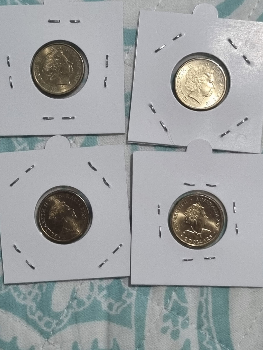 2018-2021 ; 4 x UNC ANZAC Themed $2 Two Dollar Coloured Coins In 2x2 Holders