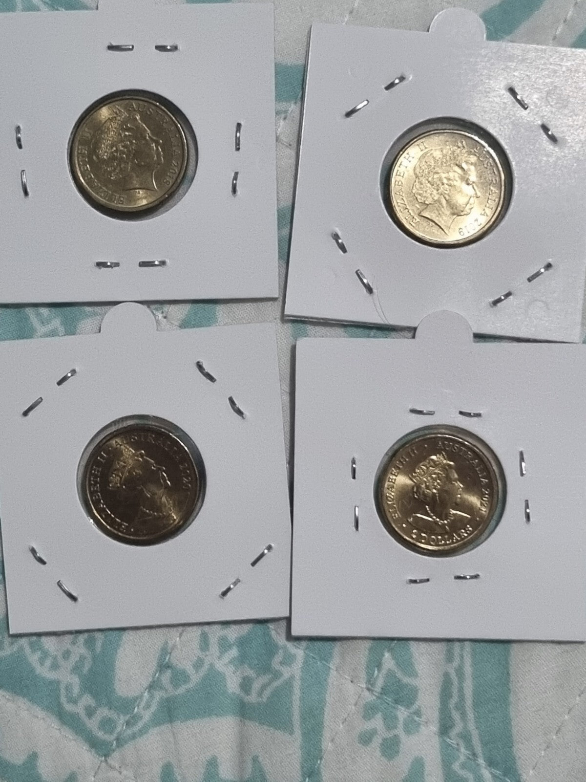 2018-2021 ; 4 x UNC ANZAC Themed $2 Two Dollar Coloured Coins In 2x2 Holders