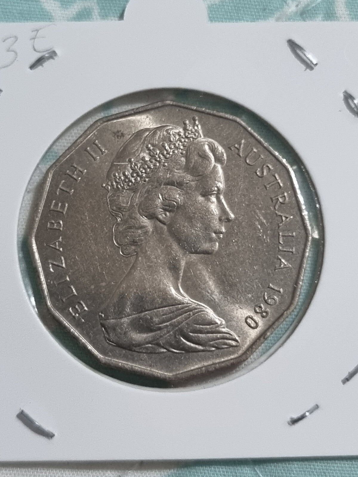 1980 - 50 Cent Coin - Coat of Arms & Queen Elizabeth II -  Uncirculated In a 2x2