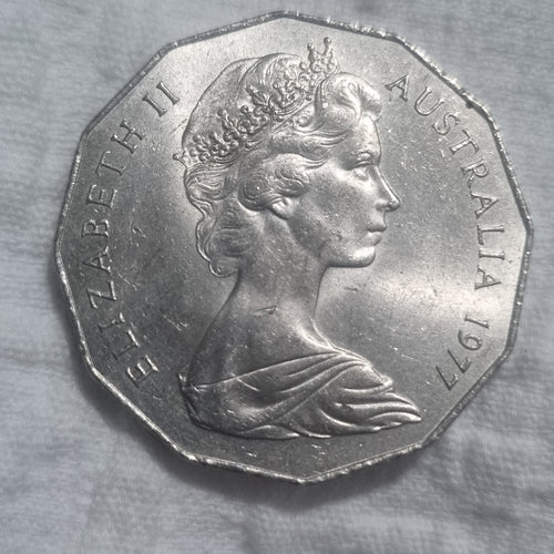 1977 Silver Jubilee 50 cent coin + Free Random FDC Included 
