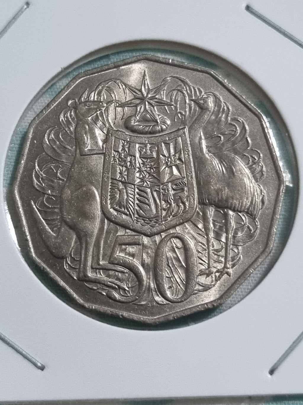 1980 - 50 Cent Coin - Coat of Arms & Queen Elizabeth II -  Uncirculated In a 2x2