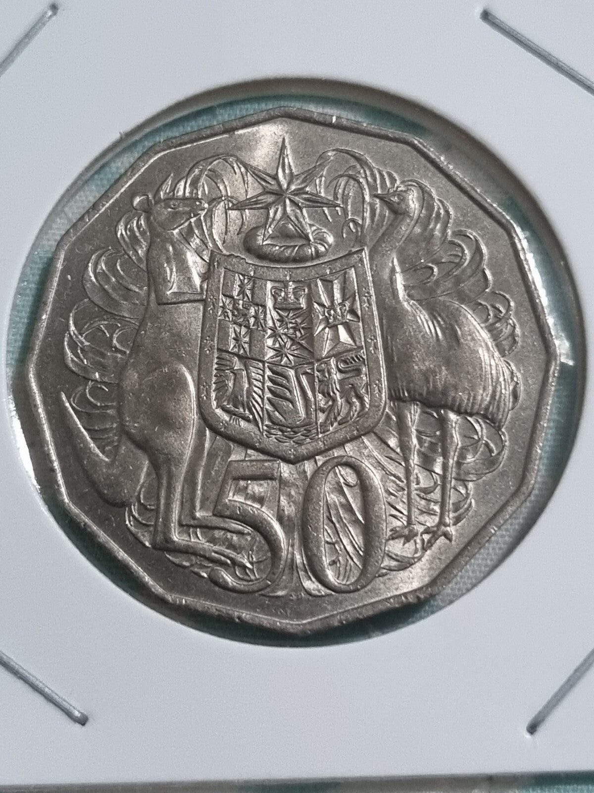 1980 - 50 Cent Coin - Coat of Arms & Queen Elizabeth II -  Uncirculated In a 2x2