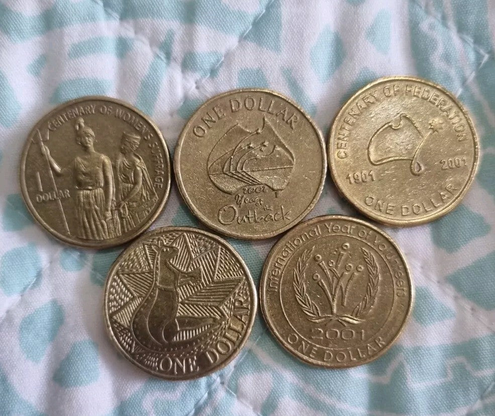  5 x $1 Various Special Coins 