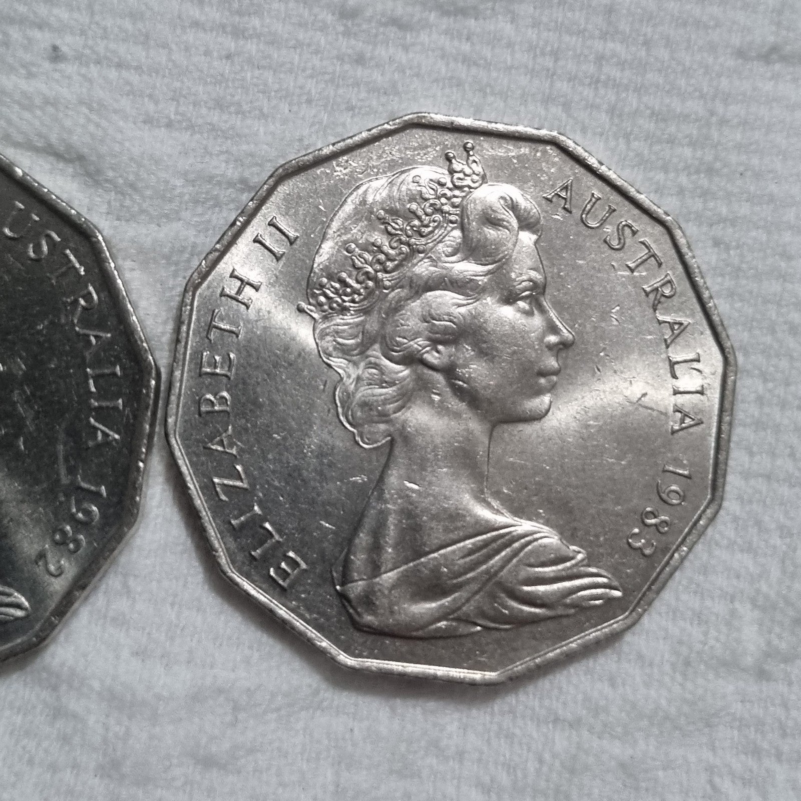 3 x 50 Cent Coins - 1981 , 1982 , 1983 - Very Shiny 