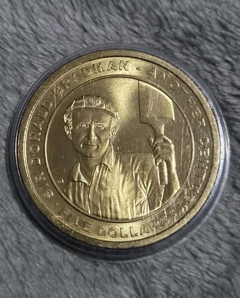 2008 Sir Donald Bradman $5 Dollar Coin Five Dollars 100th Anniversary 