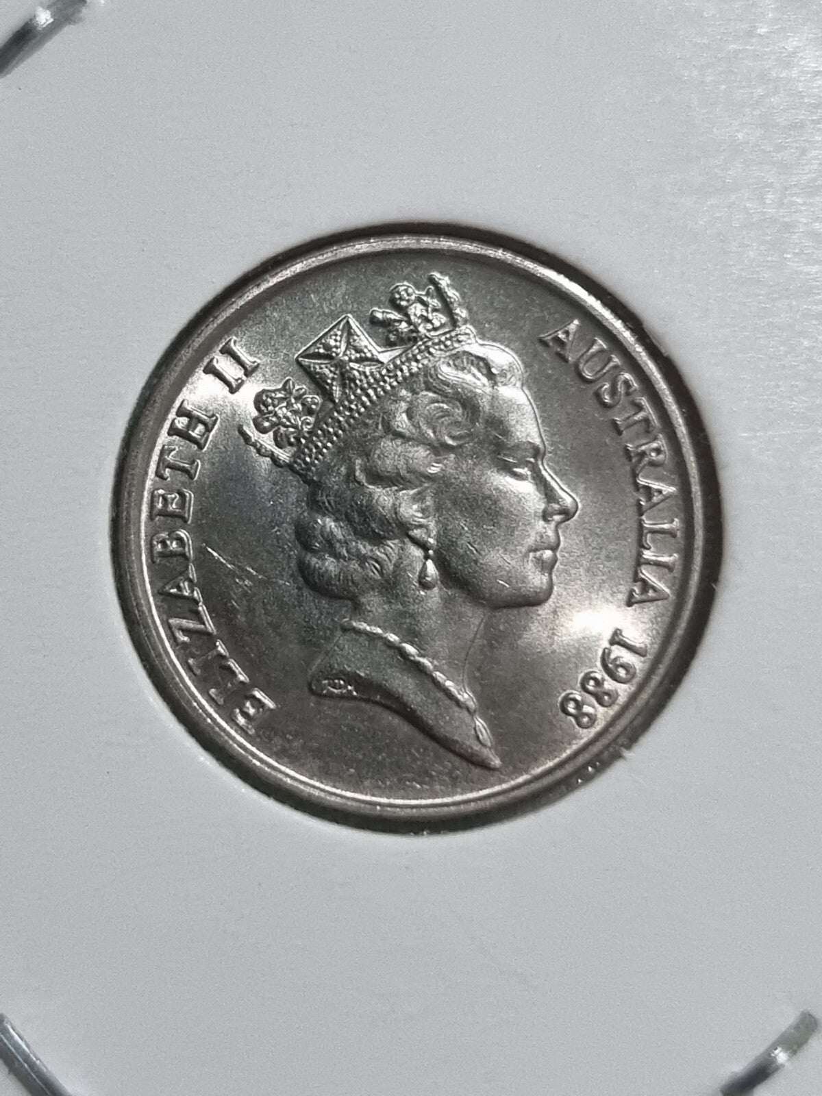 1988 Australian 5 Cent Coin Uncirculated In 2x2 Holder 
