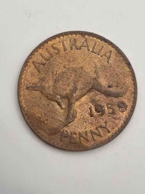 1959 Australian Penny With Dot