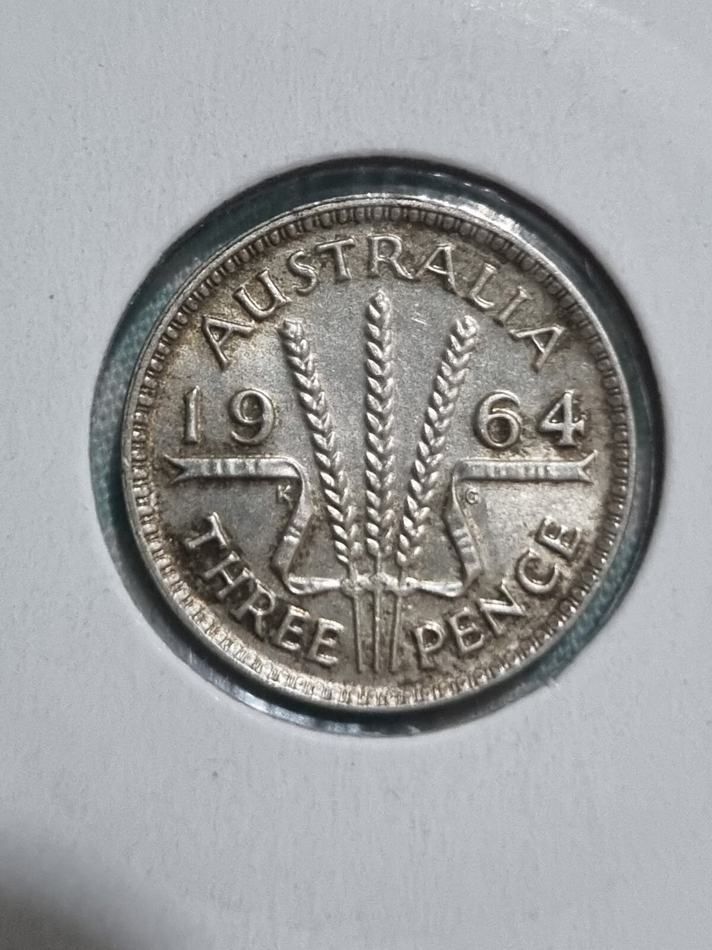 1964 Threepence Coin - Silver Predecimal In Lighthouse 2x2 Holder