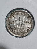 1964 Threepence Coin - Silver Predecimal In Lighthouse 2x2 Holder
