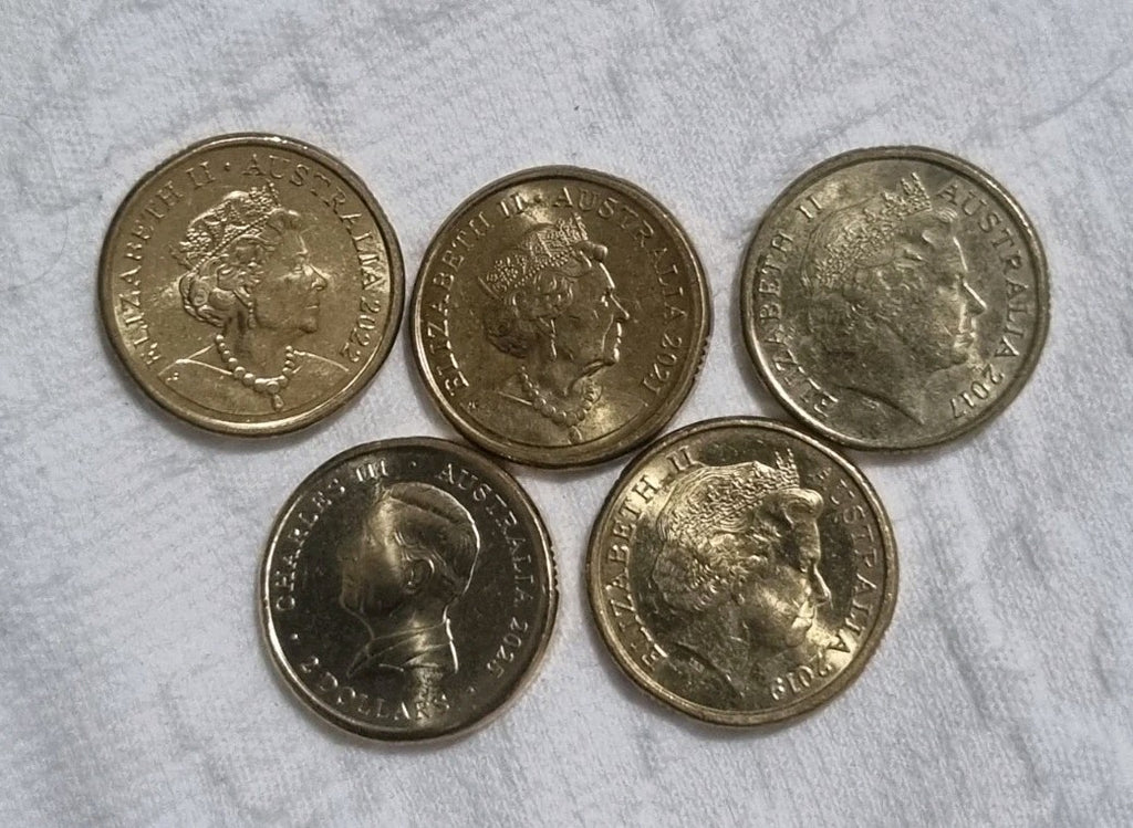 5 x Different Two Dollar Coloured Coins