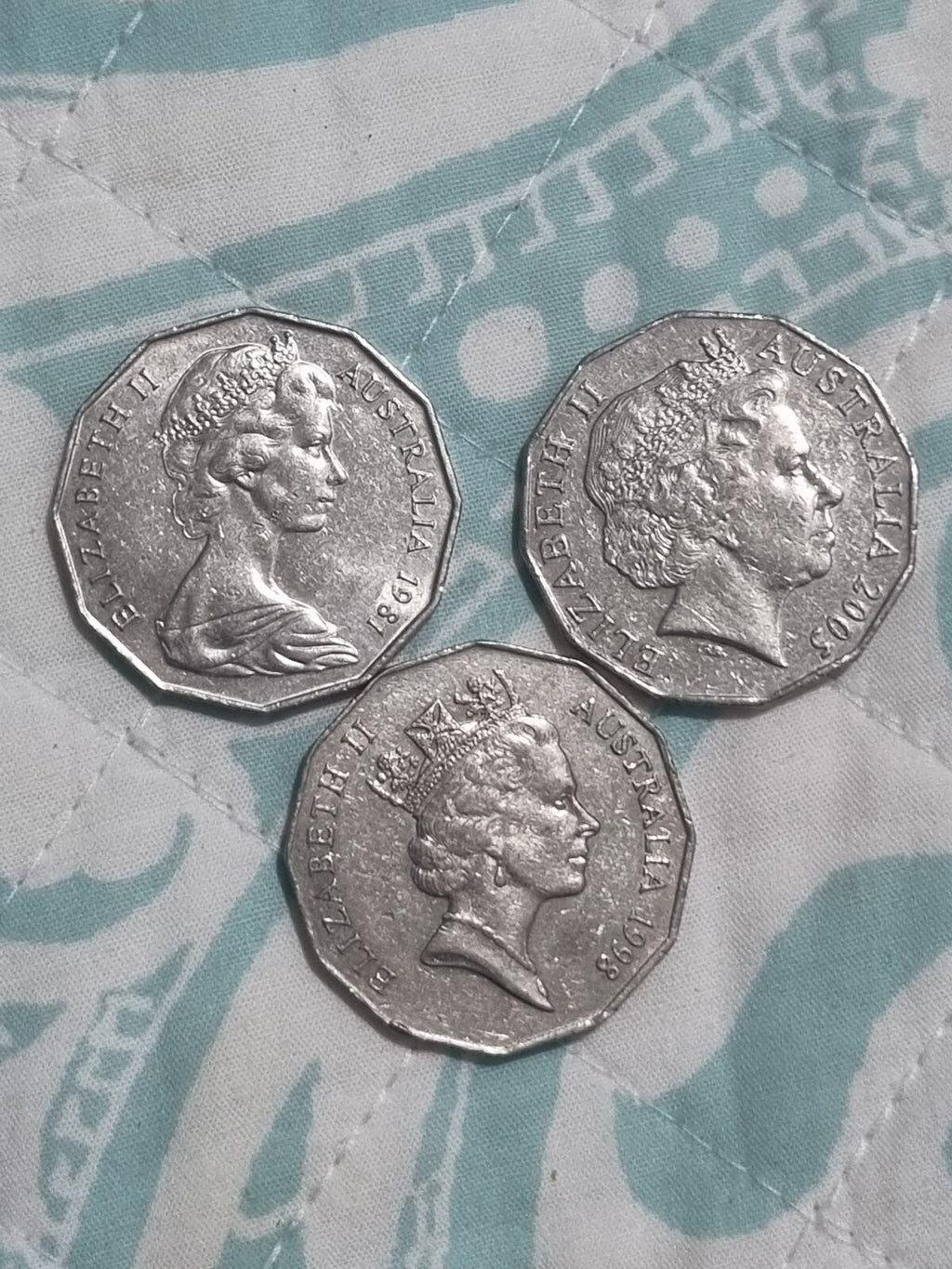 3 x 50 Cent Shiny Commemorative Coins - Lightly Circulated - 1981 , 1998 , 2005