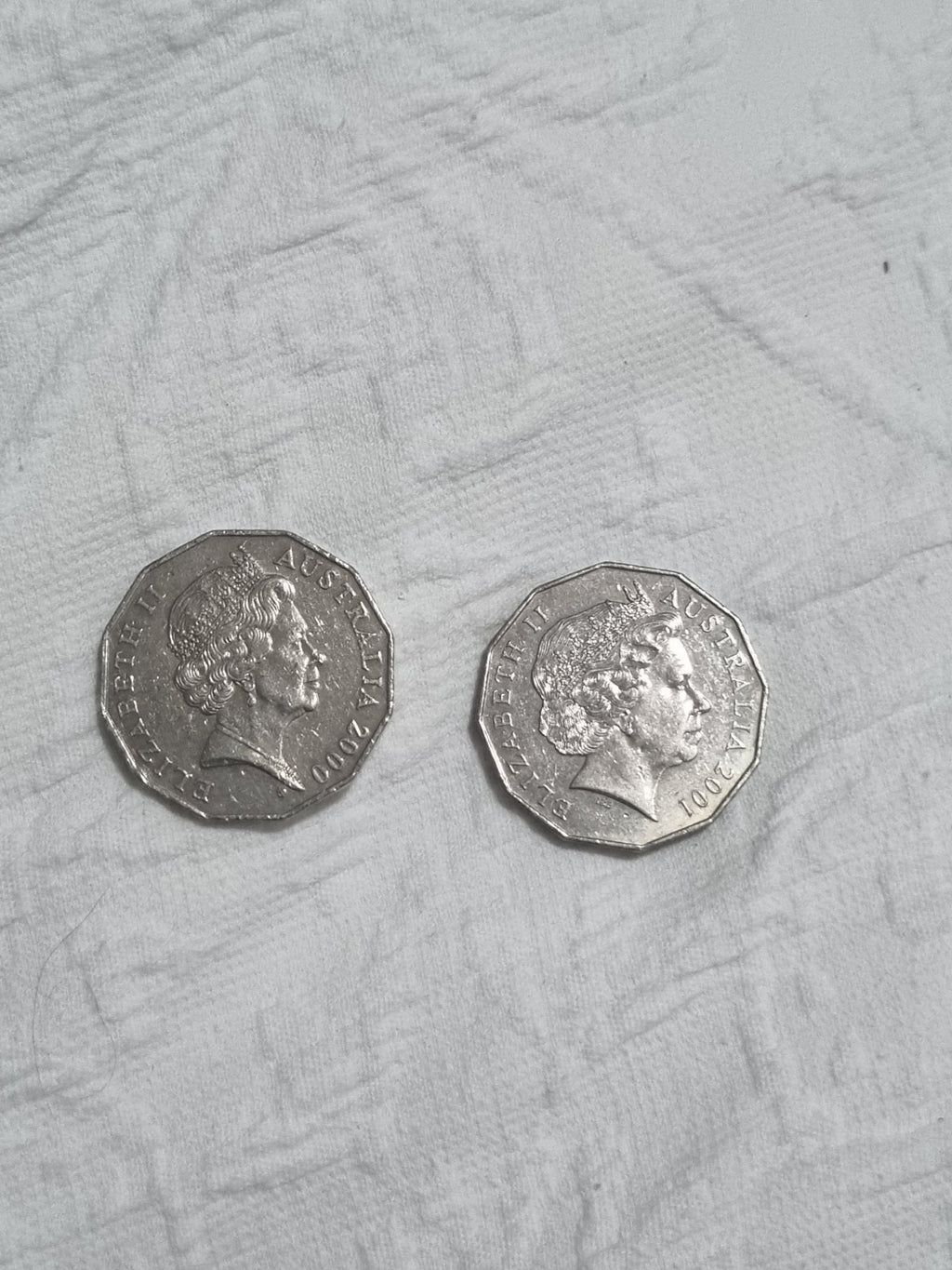2000 Royal Visit + 2001 Federation 50 Cent Coins - Circulated 