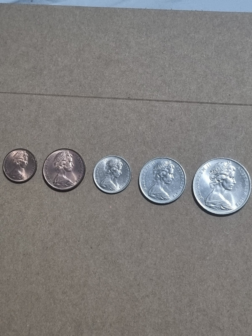 1978 One Two Five Ten Twenty Cent Australian Coins 1 2 5 10 20 Cents