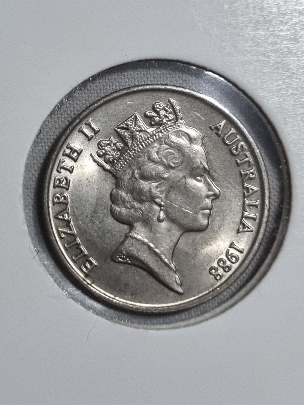 1988 Australian 5 Cent Coin Uncirculated In 2x2 Holder 