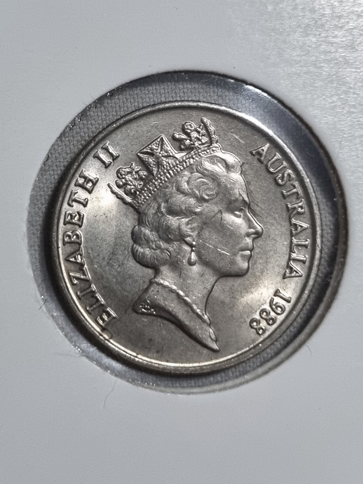 1988 Australian 5 Cent Coin Uncirculated In 2x2 Holder 
