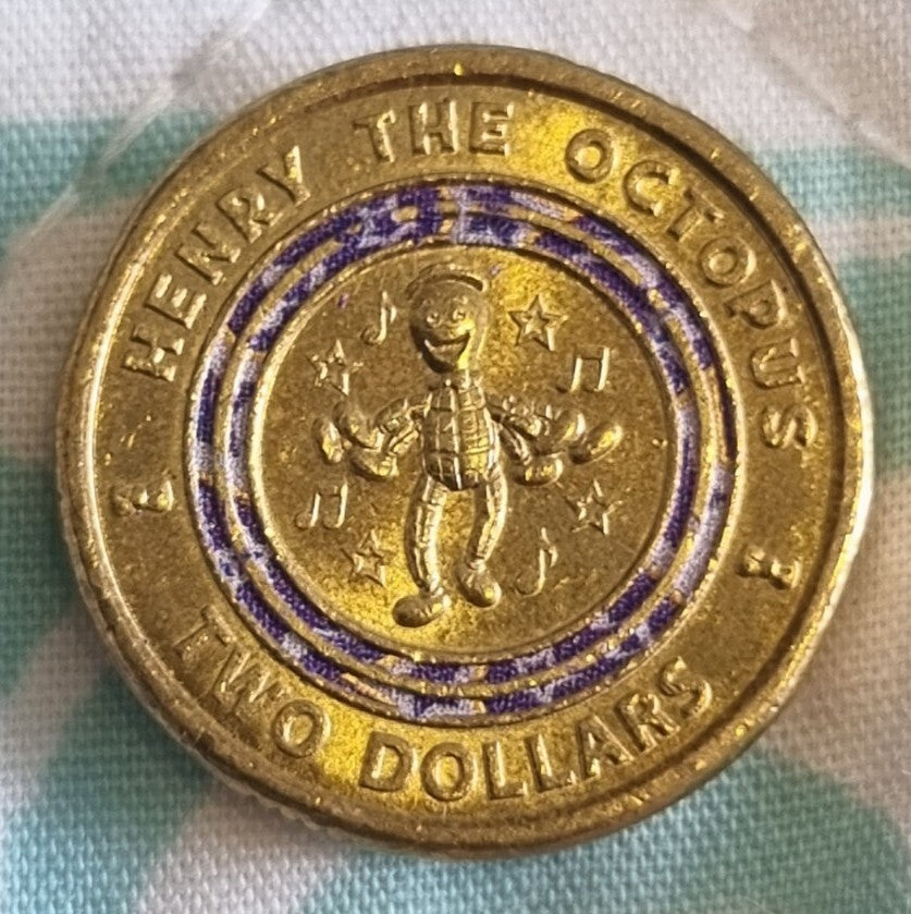 2021 $2 Two Dollar Purple Wiggles Coin- Henry The Octopus- Circulated 