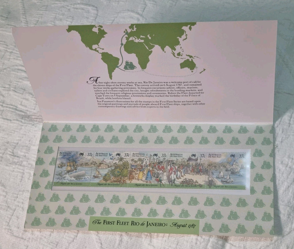 Australia 1987 First Fleet Bicentennial Rio De Janeiro Post Stamp Pack MUH