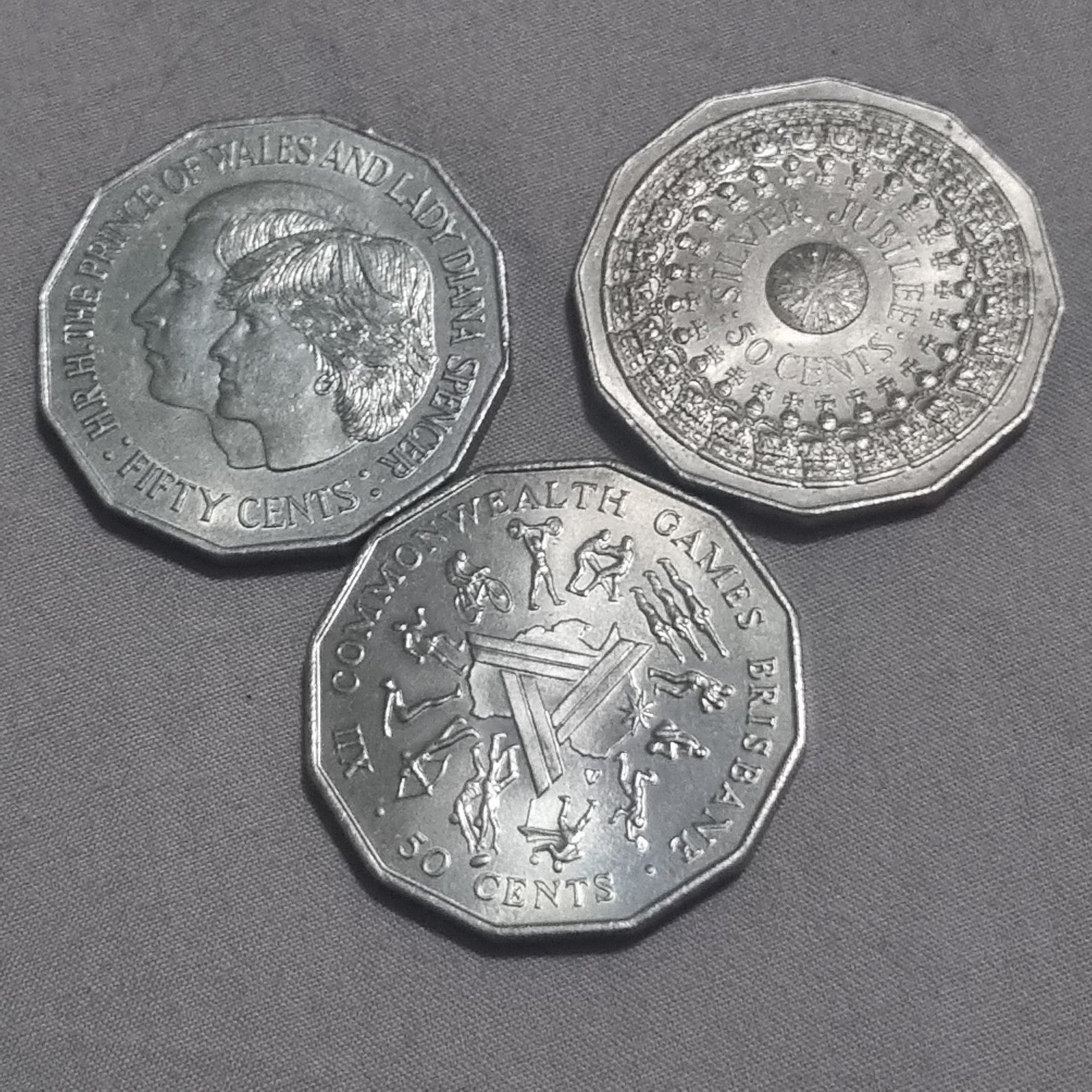 3 x 50 Cent Commemorative Coins - 1977 , 1981 , 1982  - Fantastic Coins