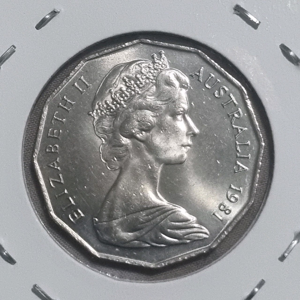 1981 UNC Fifty Cent 50c Coin Princess Diana and Prince Charles in 2x2 Holder 