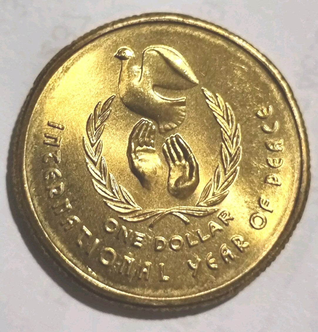 1986 UNC One Dollar Coin - $1 - International Year Of Peace