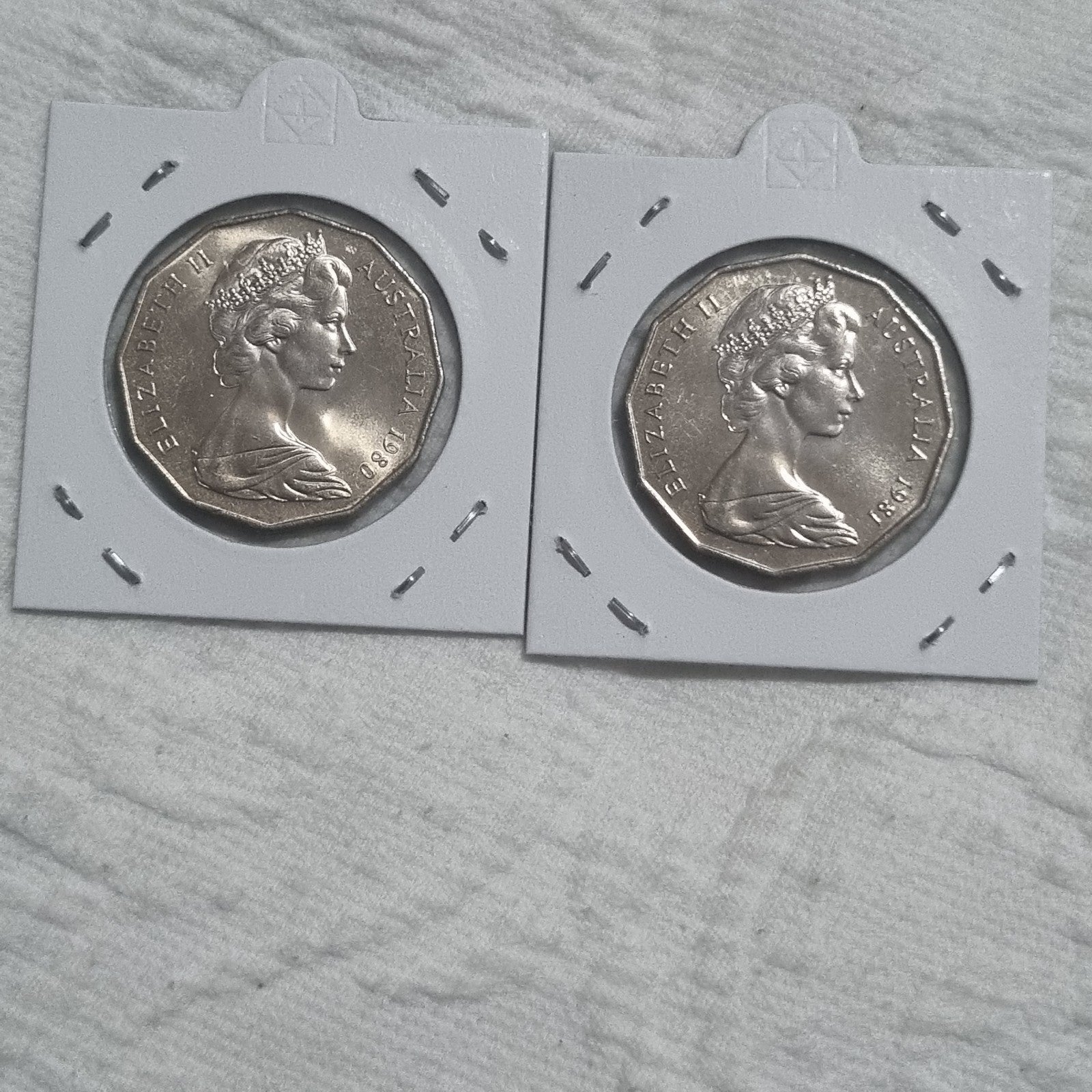 1980 & 1981 50 Cent Coins  in 2x2 holders 