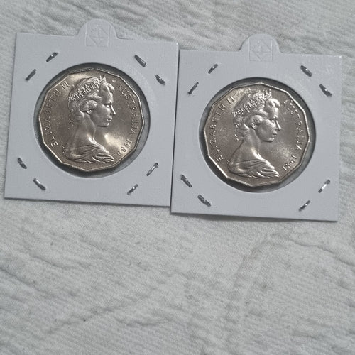 1980 & 1981 50 Cent Coins  in 2x2 holders 