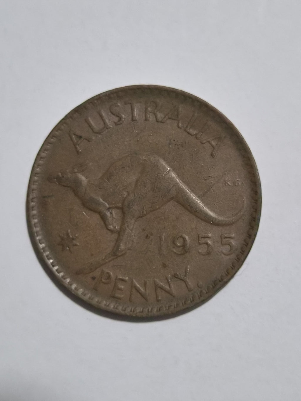 1955 Australian Penny with Y dot