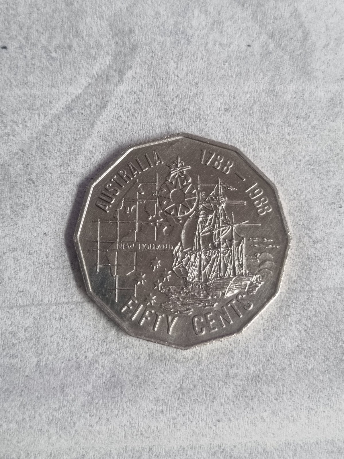 1988 50 Cent Bicentennial Tall Ship Coin - aUNC